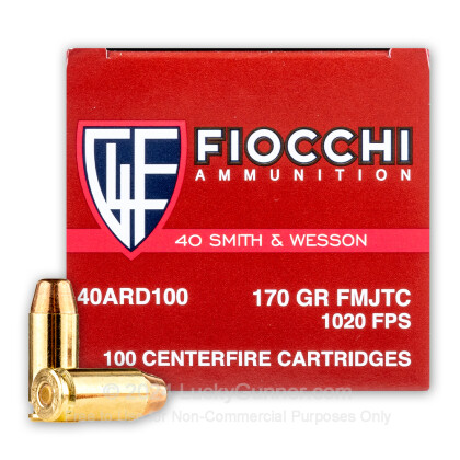 Large image of Cheap 40 S&W Ammo For Sale - 170 Grain FMJTC Ammunition in Stock by Fiocchi - 100 Rounds