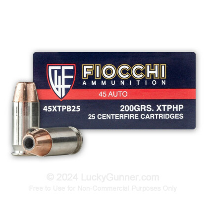 Large image of 45 ACP Ammo For Sale - 200 gr XTP JHP Fiocchi Ammunition In Stock