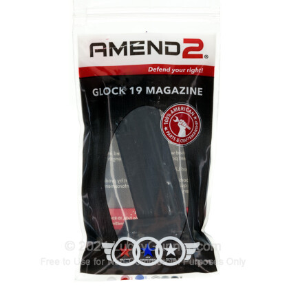 Large image of Cheap 9mm Luger Magazine For Sale - Black Glock 19 Magazine in Stock by Amend2 - 15 Round Magazine