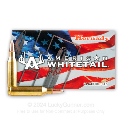 Large image of Cheap 243 Win Ammo In Stock  - 100 gr Hornady American Whitetail SP Interlock Ammunition For Sale Online - 20 Rounds