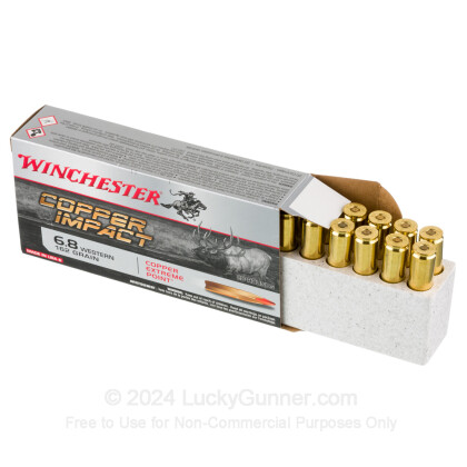Large image of Premium 6.8 Western Ammo For Sale - 162 Grain Extreme Point Ammunition in Stock by Winchester Copper Impact - 20 Rounds