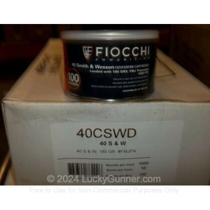 Large image of 40 S&W - 180 gr FMJ - Fiocchi Canned Heat - 1000 Rounds