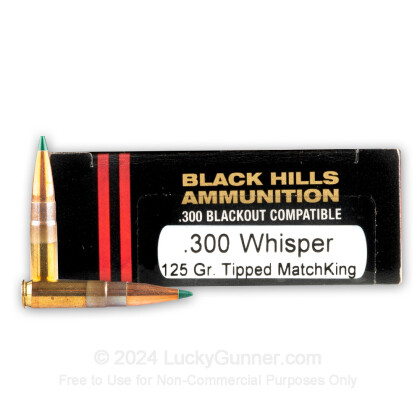 Large image of Premium 300 AAC Blackout Ammo For Sale - 125 Grain Sierra TMK Ammunition in Stock by Black Hills - 20 Rounds