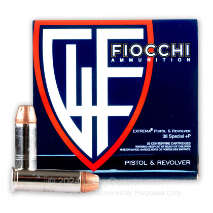 Large image of Cheap 38 Special Ammo For Sale - 125 Grain JHP Ammunition in Stock by Fiocchi - 25 Rounds