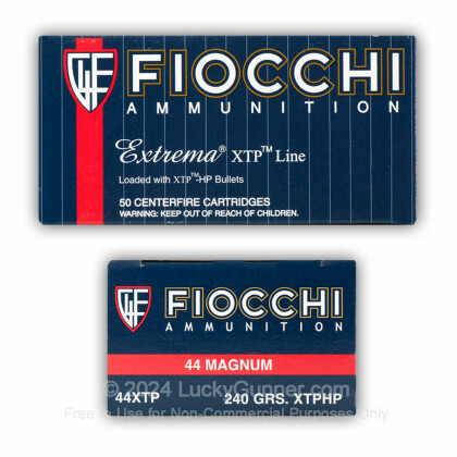 Large image of Cheap 44 Magnum Ammo For Sale - 240 gr XTP JHP Ammunition In Stock by Fiocchi - 50 Rounds