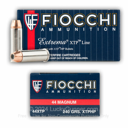 Large image of Cheap 44 Magnum Ammo For Sale - 240 gr XTP JHP Ammunition In Stock by Fiocchi - 50 Rounds