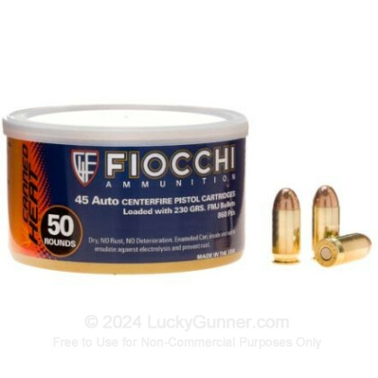 Large image of 45 ACP - 230 gr FMJ - Fiocchi Canned Heat - 500 Rounds