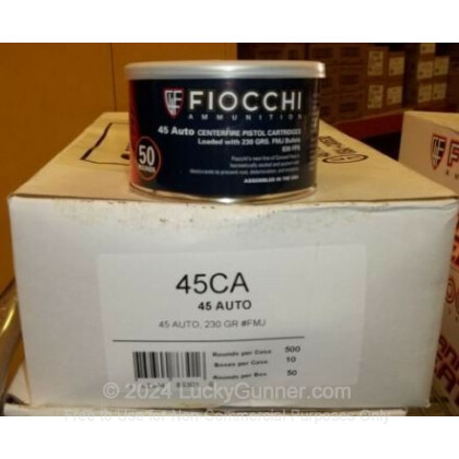 Large image of 45 ACP - 230 gr FMJ - Fiocchi Canned Heat - 500 Rounds