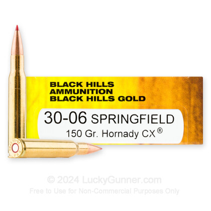 Large image of Black Hills 30-06 Ammo For Sale - 150gr CX - 20 Rounds