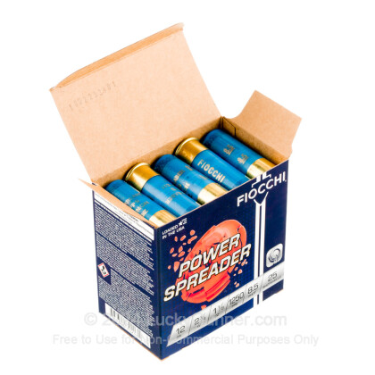 Large image of Premium 12 Gauge Ammo For Sale - 2-3/4” 1-1/8oz. #8.5 Shot Ammunition in Stock by Fiocchi Power Spreader - 25 Rounds