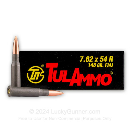 Large image of 7.62x54r Ammo For Sale | 148 gr FMJ Ammunition In Stock by Tula - 20 Rounds