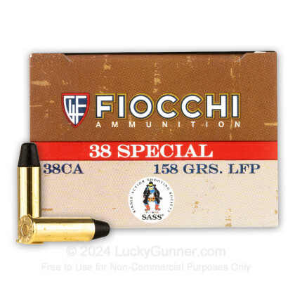 Large image of Cheap 38 Special Ammo For Sale - 158 Grain LFN Ammunition in Stock by Fiocchi - 50 Rounds