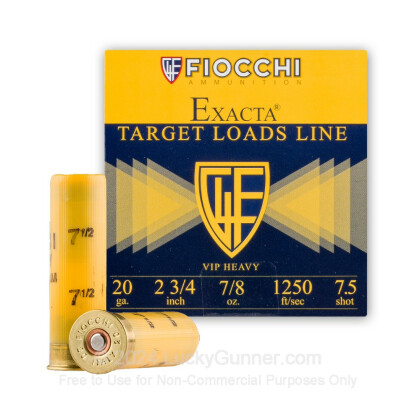 Large image of Cheap 20 ga Shot Shells For Sale - 2-3/4" 7/8 oz  #7-1/2 Shot by by Fiocchi - 25 Rounds