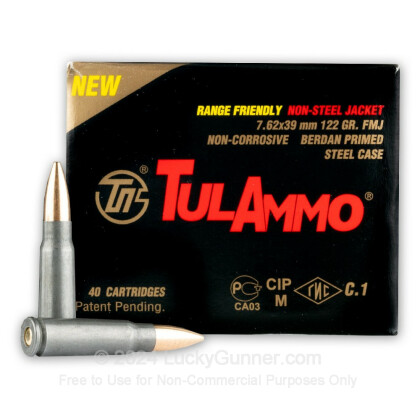 Large image of Cheap 7.62x39mm Ammo For Sale - 122 Grain FMJ Ammunition in Stock by Tula - 40 rounds