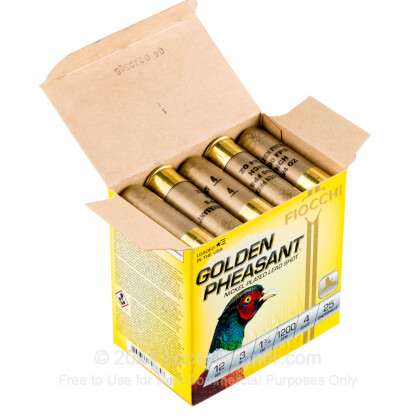 Large image of Premium 12 Gauge Ammo For Sale - 3” 1-3/4oz. #4 Shot Ammunition in Stock by Fiocchi Golden Pheasant - 25 Rounds