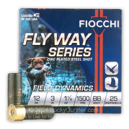 Large image of Premium 12 Gauge Ammo For Sale - 3” 1-1/8oz. BB Steel Shot Ammunition in Stock by Fiocchi - 25 Rounds