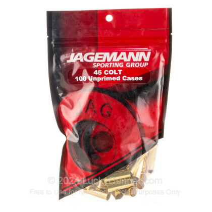 Large image of Bulk 45 Long Colt Ammo For Sale - New Unprimed Brass Ammunition in Stock by Jagemann - 100 Casings