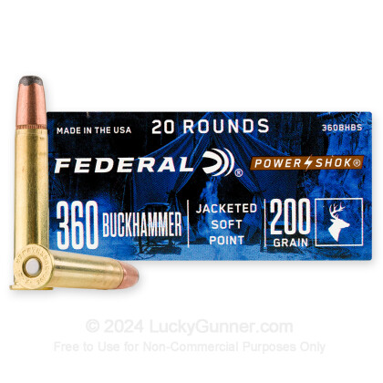 Large image of 360 Buckhammer Ammo For Sale - Federal 200gr JSP - 20 Rounds