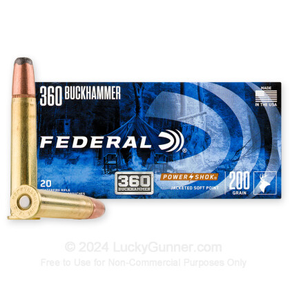 Large image of 360 Buckhammer Ammo For Sale - Federal 200gr JSP - 20 Rounds