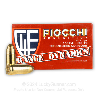 Large image of Cheap 9mm Ammo For Sale - 115 Grain FMJ Ammunition in Stock by Fiocchi - 200 Rounds