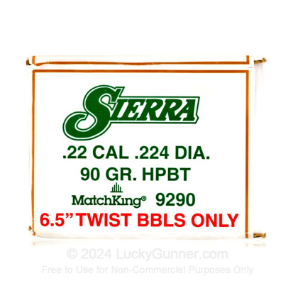 Large image of Bulk 223 Rem (.224) Bullets for Sale - 90 Grain HPBT Bullets in Stock by Sierra - 500