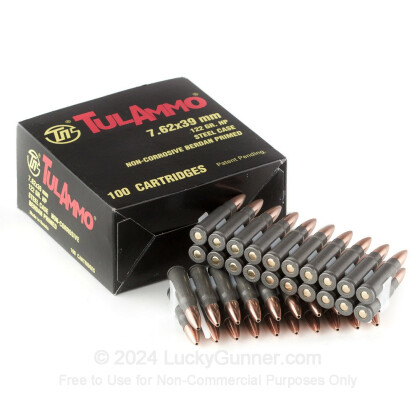 Large image of Bulk 7.62x39mm Ammo For Sale - 122 Grain HP Ammunition in Stock by Tula - 100 Rounds