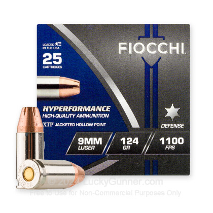 Large image of Bulk 9mm Ammo For Sale - 124 Grain XTP HP Ammunition in Stock by Fiocchi - 500 Rounds