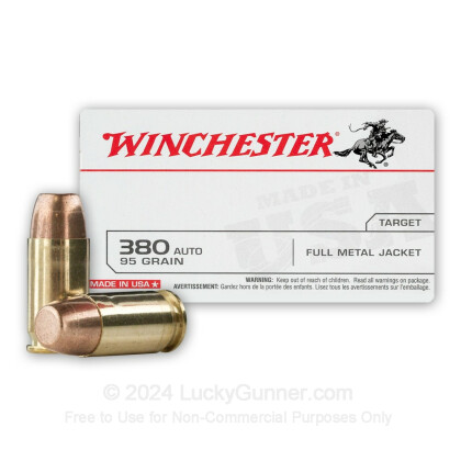 380 Auto Ammo In Stock - 95 gr FMJ - 380 ACP Ammunition by Winchester USA  For Sale - 50 Rounds