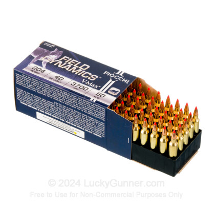 Large image of Premium 204 Ruger Ammo For Sale - 40 Grain V-Max Ammunition in Stock by Fiocchi - 50 Rounds