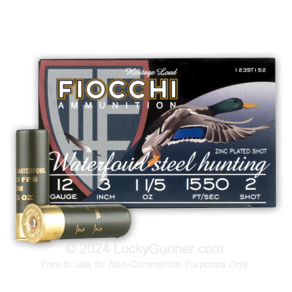 Large image of Cheap 12 Gauge Ammo For Sale - 3” 1-1/5oz. #2 Steel Shot Ammunition in Stock by Fiocchi - 25 Rounds