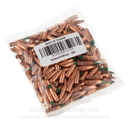 Large image of Cheap 223 Rem ( .224" Diameter) Projectiles  For Sale - Mixed Bullets in Stock by Various Manufacturers - 250 Count 