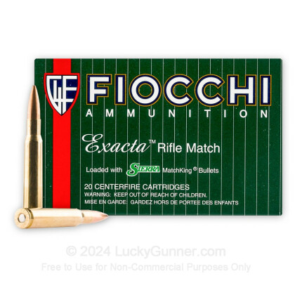 Large image of Premium 30-06 Springfield Ammo For Sale - 180 Grain Sierra MatchKing Ammunition in Stock by Fiocchi Exacta Rifle Match - 20 Rounds
