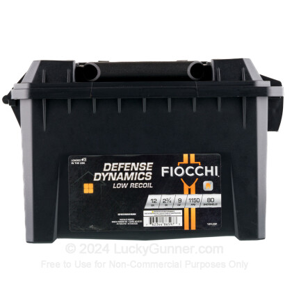Large image of Cheap 12 Gauge Ammo For Sale - 2-3/4” 9 Pellets #1 Buckshot Ammunition in Stock by Fiocchi Low Recoil - 80 Rounds in Field Box