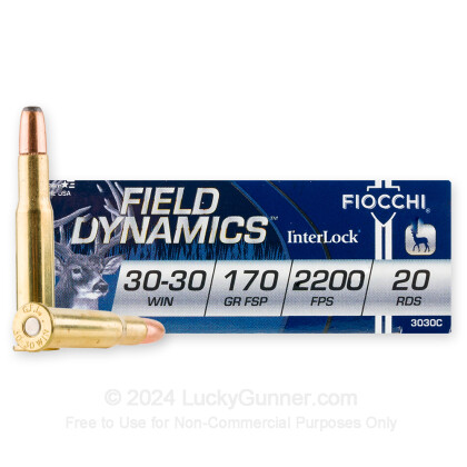 Large image of 30-30 Ammo For Sale - 170 gr FSP - Fiocchi - 20 Rounds