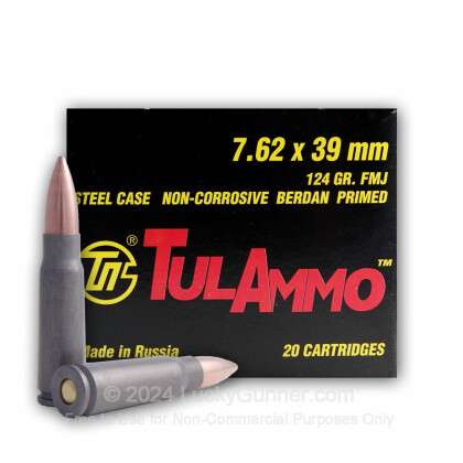 Large image of Bulk 7.62x39 Ammo In Stock - 124 gr FMJ - 7.62x39 Ammunition by Tula Cartridge Works For Sale - 20 Rounds