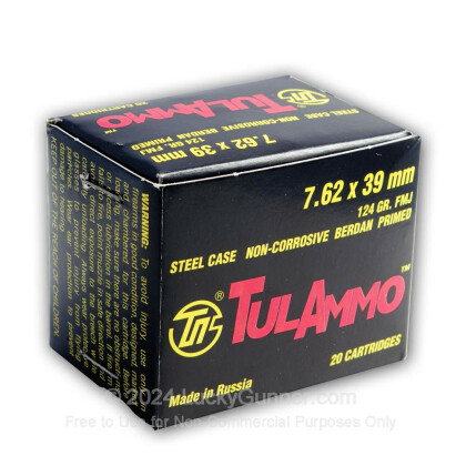 Large image of Bulk 7.62x39 Ammo In Stock - 124 gr FMJ - 7.62x39 Ammunition by Tula Cartridge Works For Sale - 20 Rounds