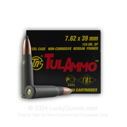 Large image of Cheap 7.62x39 Ammo In Stock - 124 gr SP - 7.62x39 Ammunition by Tula Cartridge Works For Sale - 20 Rounds