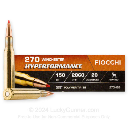 Large image of 270 Win Ammo In Stock  - 150 gr Fiocchi SST Polymer Tip Ammunition For Sale Online
