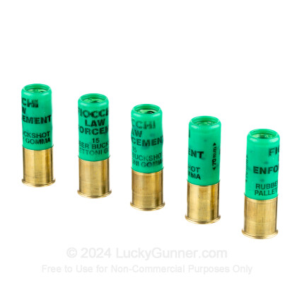 Large image of Premium 12 Gauge Ammo For Sale - 2-3/4" 15 Pellet Rubber 00 Buckshot Ammunition in Stock by Fiocchi Law Enforcement - 10 Rounds