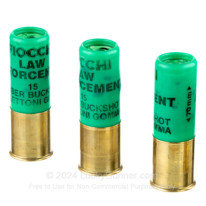 Large image of Premium 12 Gauge Ammo For Sale - 2-3/4" 15 Pellet Rubber 00 Buckshot Ammunition in Stock by Fiocchi Law Enforcement - 10 Rounds