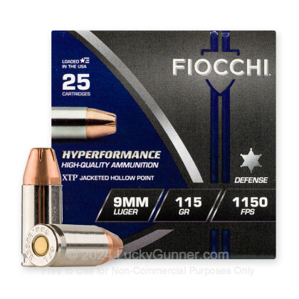 Large image of Bulk 9mm Luger Ammo For Sale - 115 Grain JHP Ammunition in Stock by Fiocchi XTP - 500 Rounds