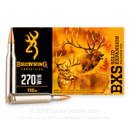 Large image of Premium 270 Ammo For Sale - 130 Grain Terminal Tip Ammunition in Stock by Browning BXS - 20 Rounds