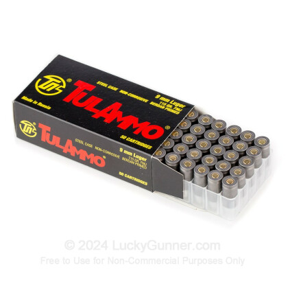 Large image of Cheap 9mm Ammo For Sale - 115 Grain Zinc FMJ Ammunition in Stock by Tula - 500 Rounds