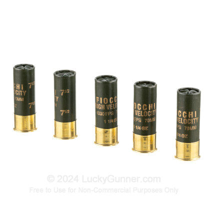 Large image of Cheap 12 gauge Ammo For Sale - 2-3/4” 1-1/4 oz. #7.5 Lead Shot Ammunition in Stock by Fiocchi – 25 Rounds 