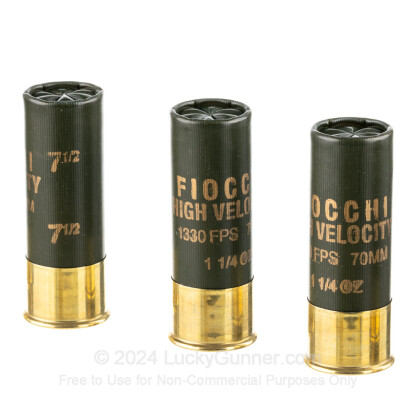 Large image of Cheap 12 gauge Ammo For Sale - 2-3/4” 1-1/4 oz. #7.5 Lead Shot Ammunition in Stock by Fiocchi – 25 Rounds 