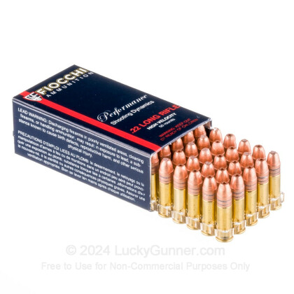 Large image of Bulk 22LR Ammo For Sale - 38 Grain High Velocity CPHP Ammunition in Stock by Fiocchi - 500 Rounds
