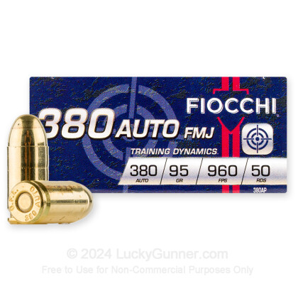 Large image of 380 Auto Ammo In Stock - 95 gr FMJ - 380 ACP Ammunition by Fiocchi For Sale - 1000 Rounds