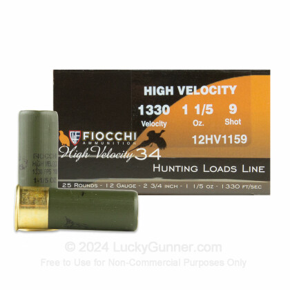 Large image of 12 Gauge Ammo - Fiocchi High Velocity Hunting 2-3/4" #9 Shot - 25 Shells