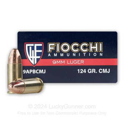 Large image of Cheap 9mm - 124 gr CMJ - Fiocchi - 50 Rounds For Sale Online