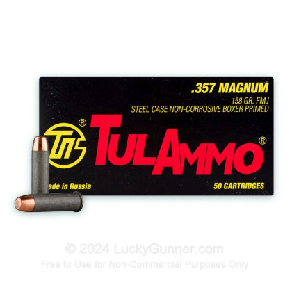 Large image of Bulk 357 Mag Steel Cased Ammo For Sale - 158 gr FMJ Tula  Ammunition In Stock - 1000 Rounds